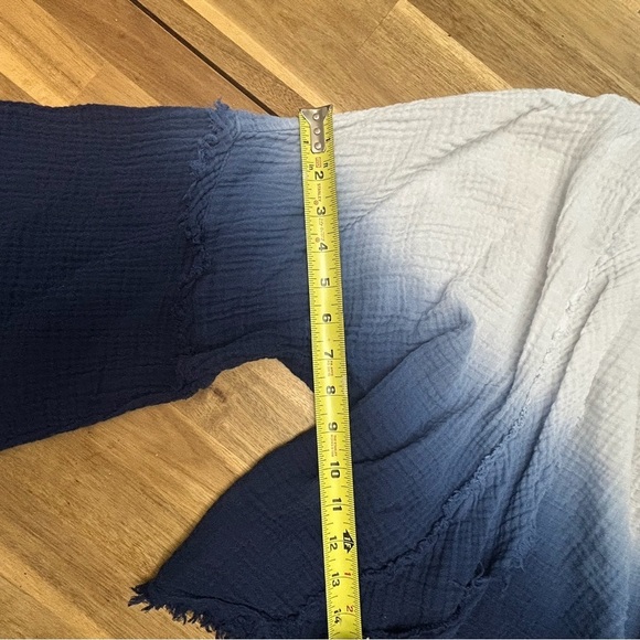 YOUNG FABULOUS & BROKE Francesca Ombre Cotton Top Blue White Gauze Fabric Raw - Picture 6 of 7